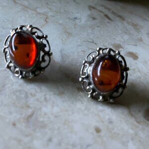 Baltic amber and silver earrings